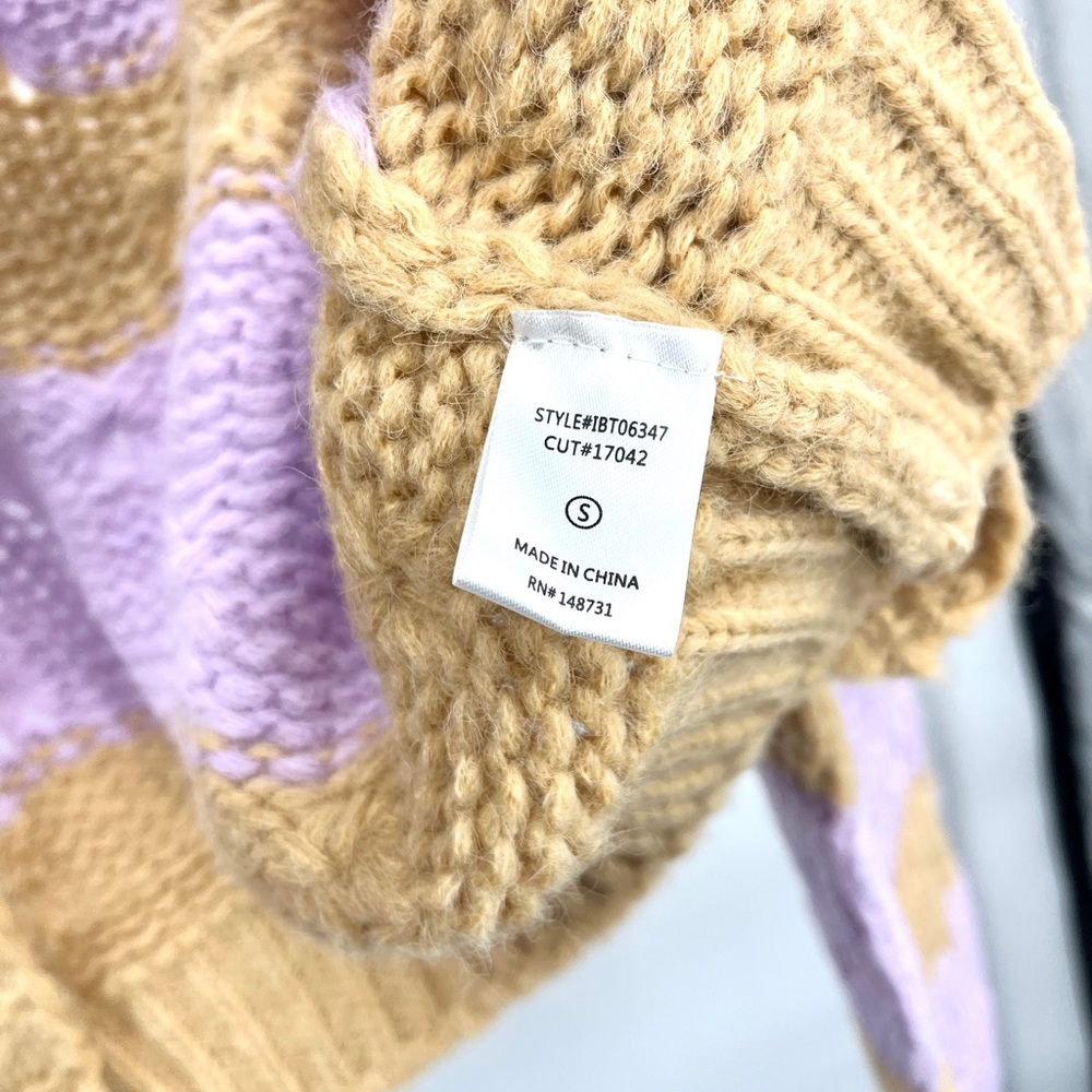 Blue Blush by LALA Two Tone Pastel Purple and Tan Striped Cardigan - Picture 7 of 8